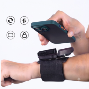 Ratatable wristband phone holder